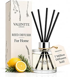 Valentte Reed Diffuser for Home- Lemongrass & Rosemary Scented- 100 ml | Strong, long-lasting diffuser scent that fills the room, natural-oil based, keeps your home smelling fresh for weeks