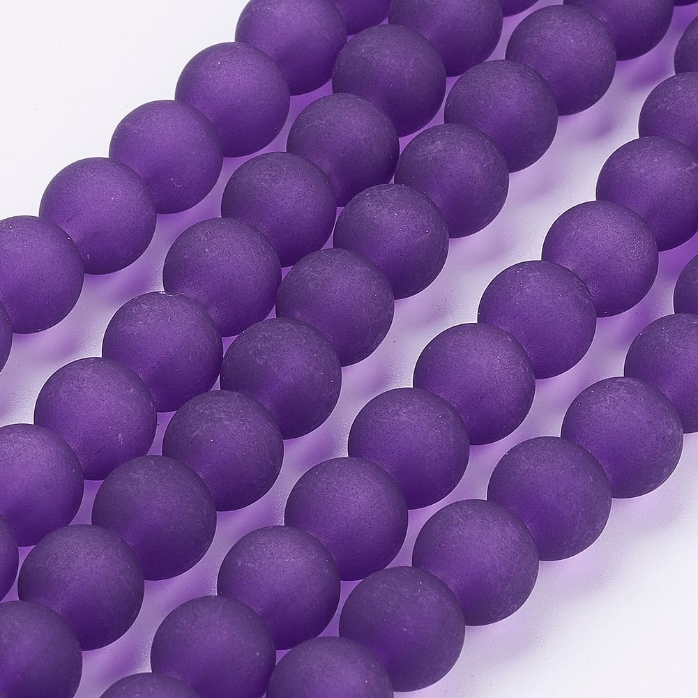 80pcs 10mm Frosted Glass Round Beads for Jewelry Making, Matte Glass Spacer Bead