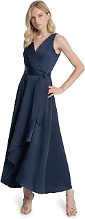 DKNY Womens Sleeveless Surplice Tie Fit & Flare Midi DressDress