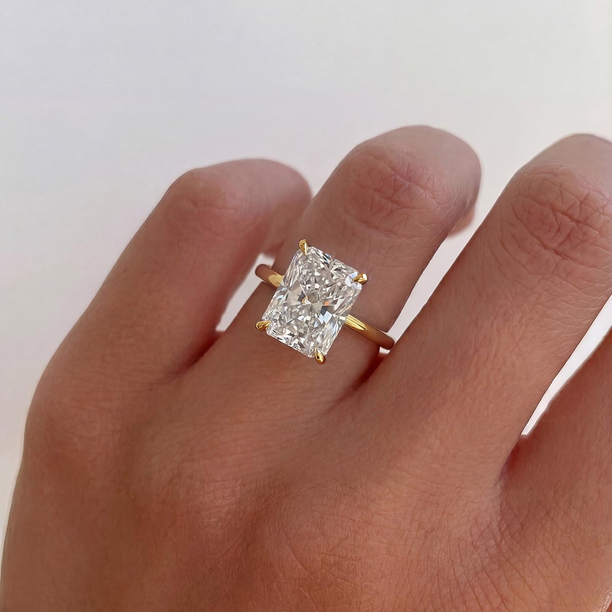 1PC Elegant Exquisite 1ct 5ct Minimalist Rectangle Solitaire Ring for Women Enga