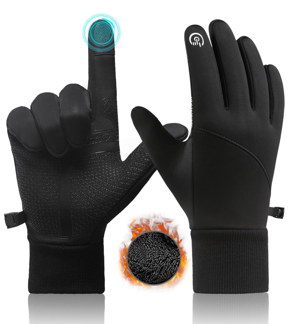CRAZY SHARK Winter Gloves, Windproof Water-Resistant Thermal Cycling Gloves