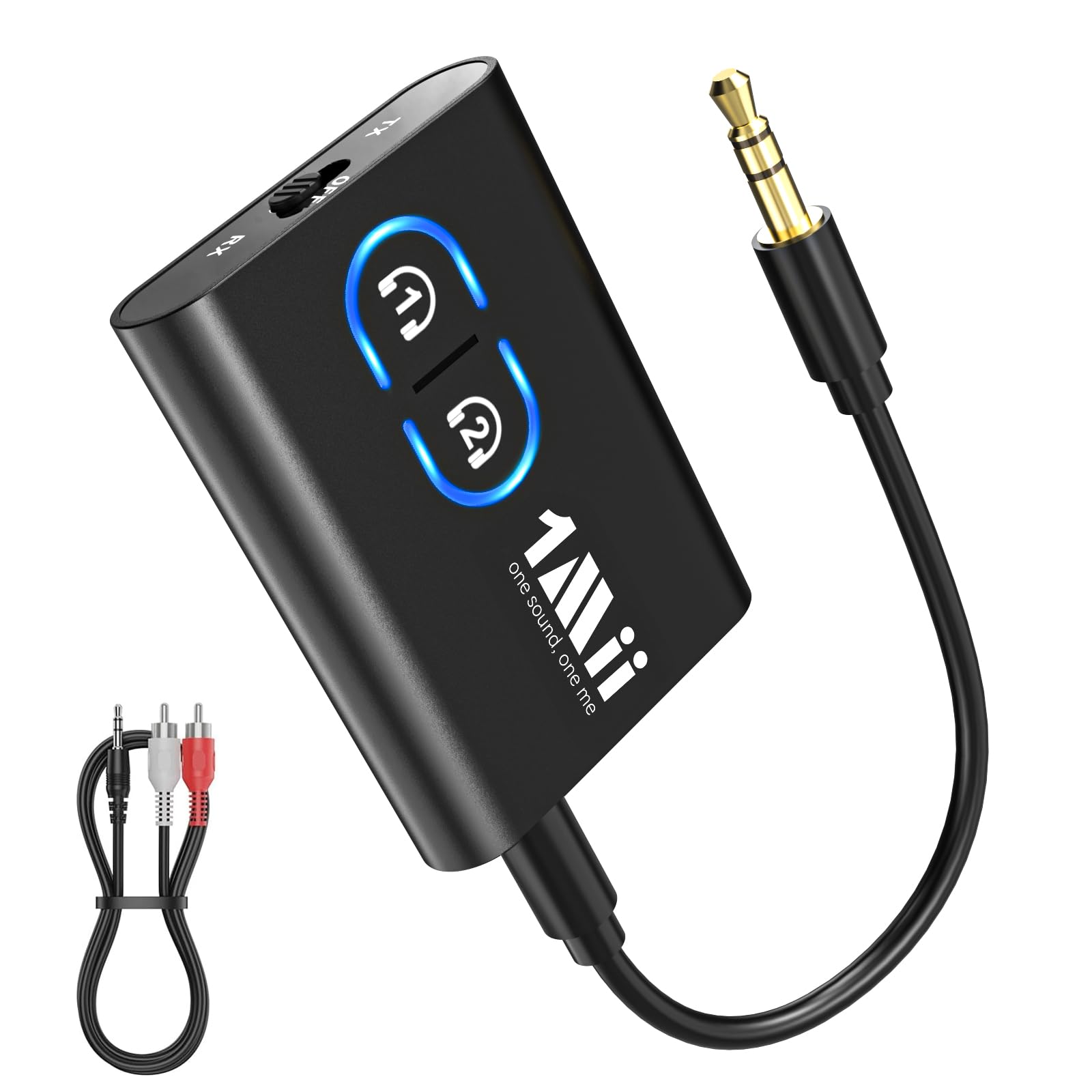 1Mii Bluetooth 5.3 Transmitter Receiver for TV to Wireless Headphones, Dual Link