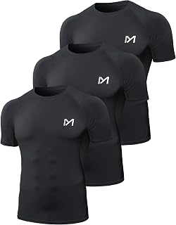 MEETYOO Compression Shirt Men's Running Shirt Short Sleeve Functional Shirt Breathable Sports Shirt Men's T-Shirt for Running Jogging Fitness Gym