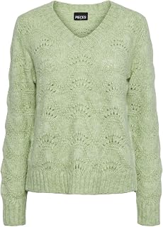 PIECES Pcbibbi LS Knit Noos BC-V-Neck Suter Pullover for Women