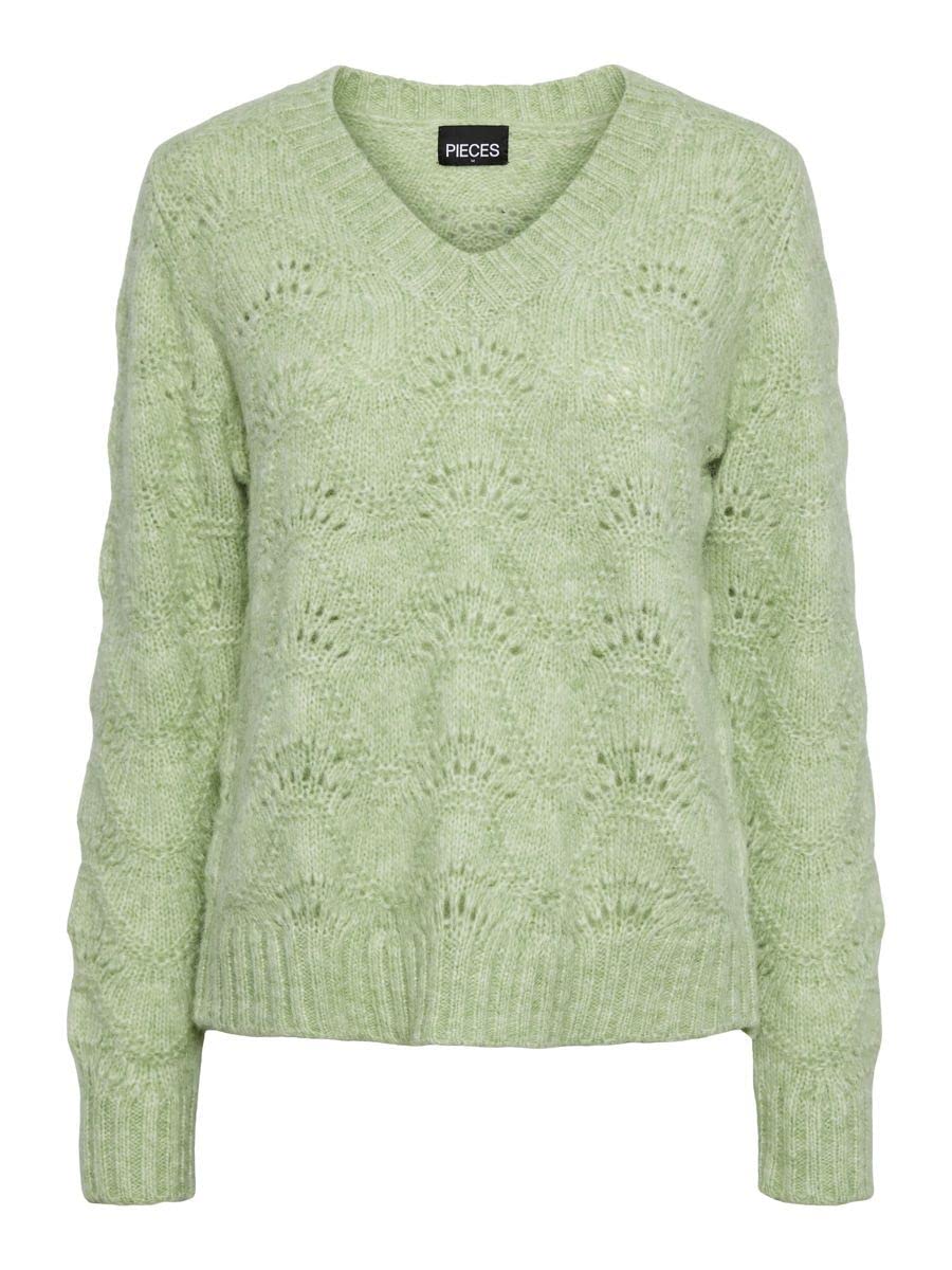 PIECES Pcbibbi LS Knit Noos BC-V-Neck Suter Pullover for Women