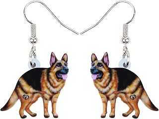 Cartoon German Shepherd Brown Acrylic Puppy Pet Dangle Earrings Jewelry for Women Dog Lovers Gifts