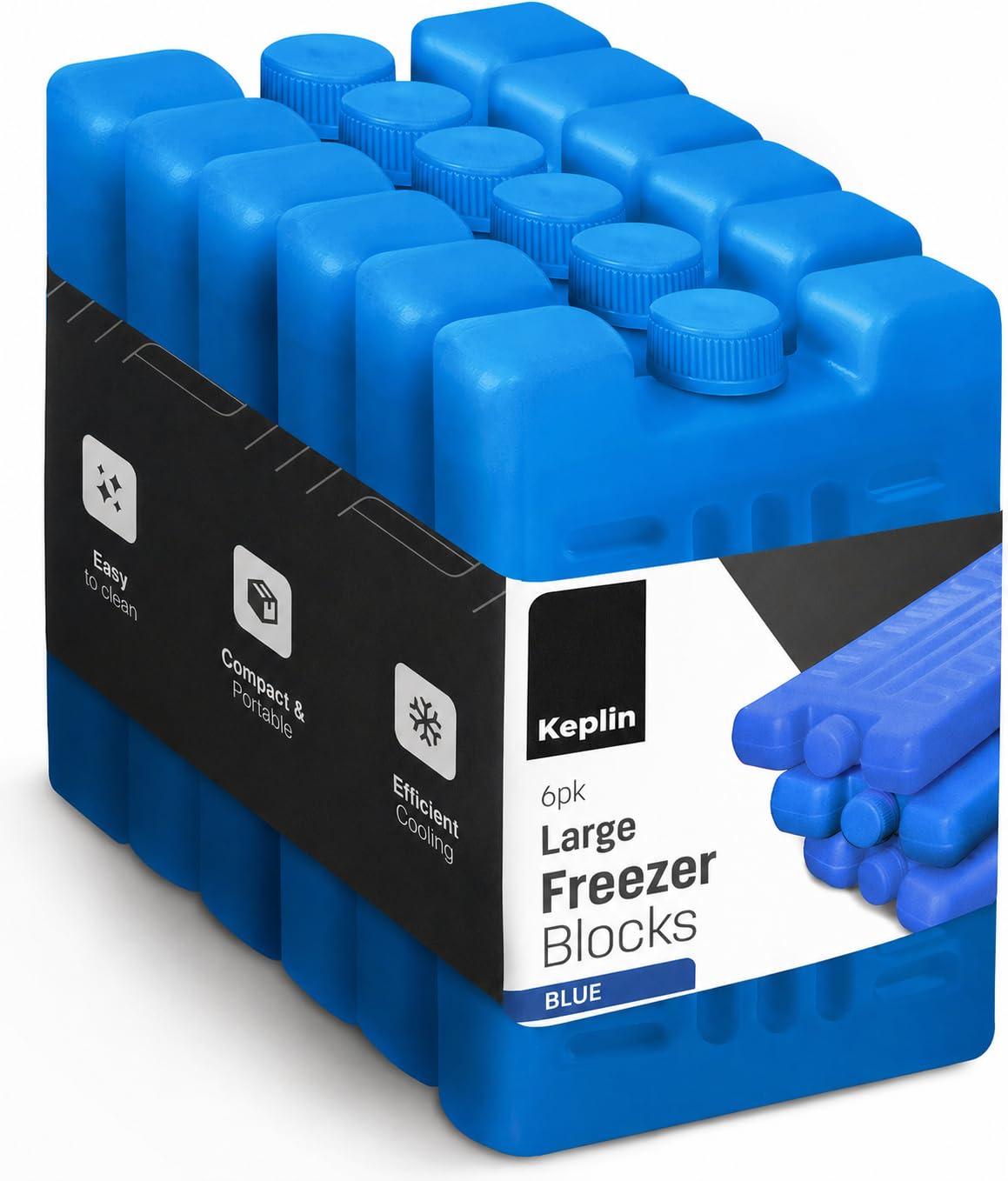 KEPLIN Freezer Ice Blocks (6 Pack) - Reusable Cooling Packs for Cooler Bags | Lo