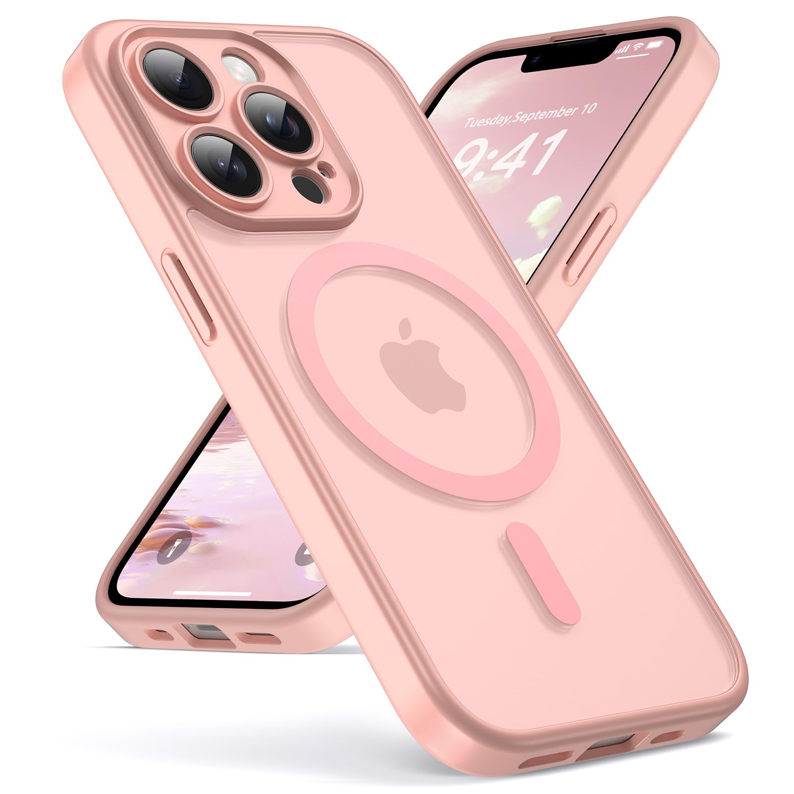 Oududianzi - Magnetic Cover for iPhone 13 Pro Magsafe Case, Pink