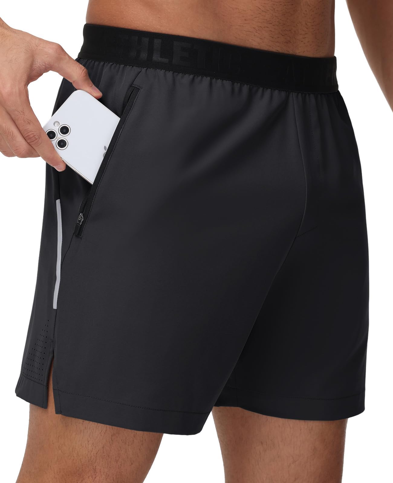 GymBrave Men's Athletic Running Shorts 5 Inch Zipper Pockets Lightweight Quick D