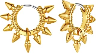 FindChic Hypoallergenic Small Star/Heart/Spike/Square Huggie Earrings for Women 14K Gold/Platinum Plated Cute Hoop Earrings Jewelry Gift for Her, with Gift Box