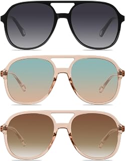 YDAOWKN Retro Aviator Sunglasses for Womens Mens 70s Double Bridge Sunnies