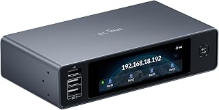 GL.iNet Comet X (GL-RM4PE) Quad-Port Remote KVM for Home Lab and IT Pro | PoE powered 4-port KVM, Self-Hosted, 4 HDMI, 4K 30Hz loop-out, 64 GB eMMC, touchscreen, B2B, IT, Local Control, Rack-Ready