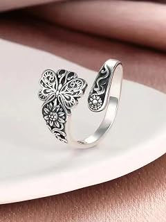 1 PC Silver Floral Open Ring for Women, Elegant Design Stacking Finger Ring, Adjustable Band for Everyday Wear, Suitable for Daily Wear and Special Occasions, Timeless Fashion Accessory