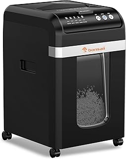 Bonsaii 200-Sheet Auto Feed Micro Cut Heavy Duty Paper Shredder for Office | 60-Min Nonstop Run, P4 High Security, Anti-Jam, 58dB Ultra-quiet, 8.1-Gal Bin with Casters, Large Commercial Shredder C283-A
