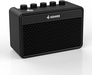 Donner DA-10 5W Mini Guitar Amp, Rechargeable Portable Practice Amplifier | 5W Rechargeable Mini Guitar Amp With 4-Hour Playtime, Clean And Distorted Channels, EQ, Aux Input, And Headphone Output