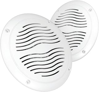 Magnadyne 5-inch Water Resistant Outdoor Speakers, Dual Cone, 25W Peak Power, Marine and RV Compatible (White)