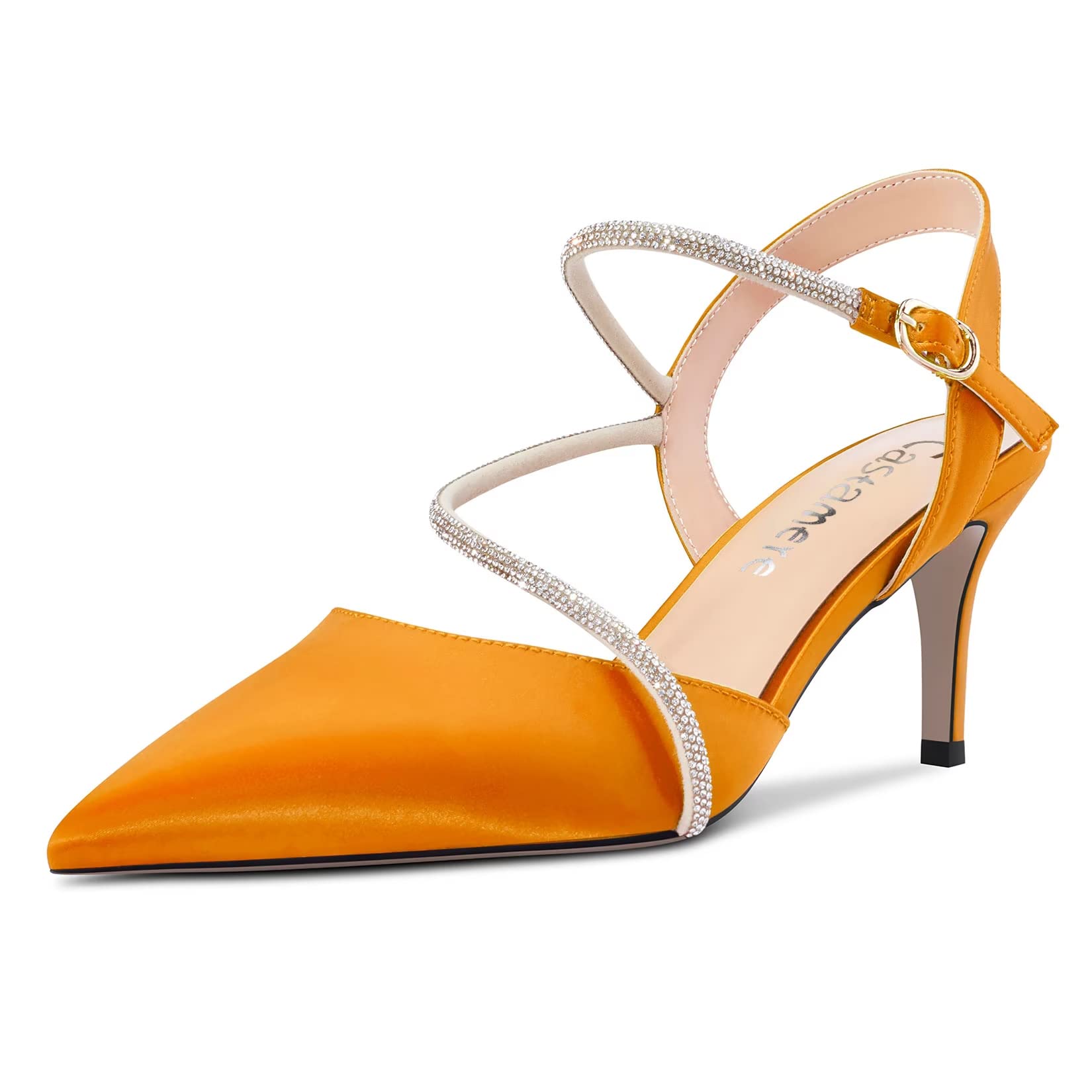 Castamere Women's Medium Needle Pointed Toe Ankle Strap Sandals Diamond Crystal 