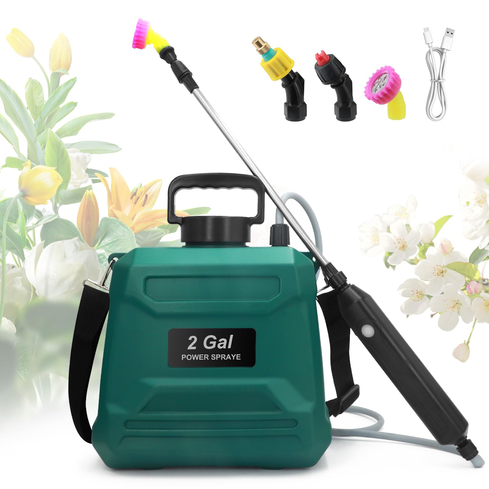 Battery Pressure Sprayer 8L - Electric, USB-C, Adjustable