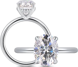 Oval Moissanite Engagement Ring 925 Sterling Silver Solitaire Wedding Band