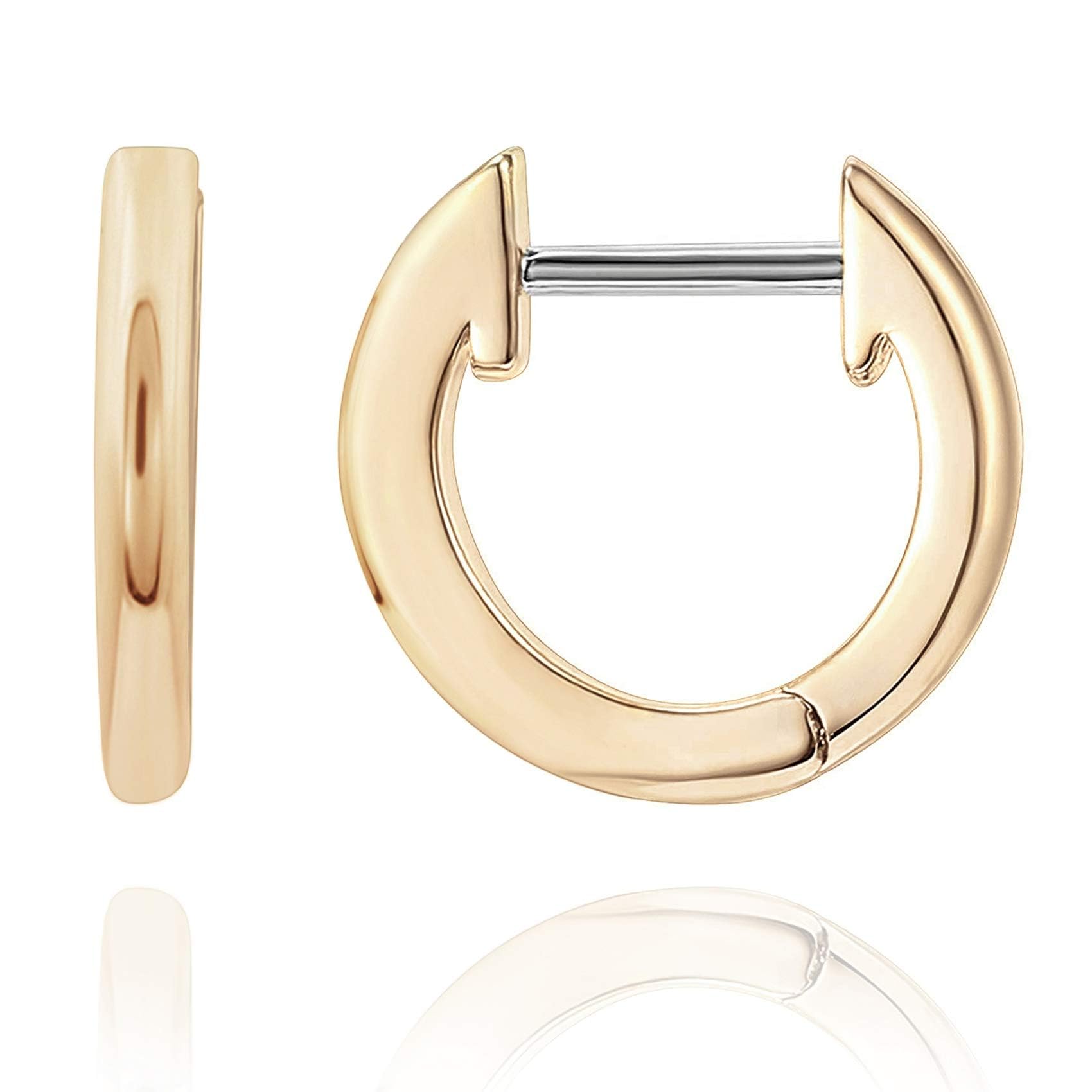 PAVOI Huggie Earrings for Women, 14K Gold Plated, Yellow Gold, Size 12