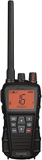 Cobra BlueBound 350 VHF Handheld Marine Radio, Black – 6-Watt, Floats | Long Range, NOAA Weather Alerts, International Functionality, IPX7 Waterproof, USB-C, Submersible, LCD Screen, Belt Clip