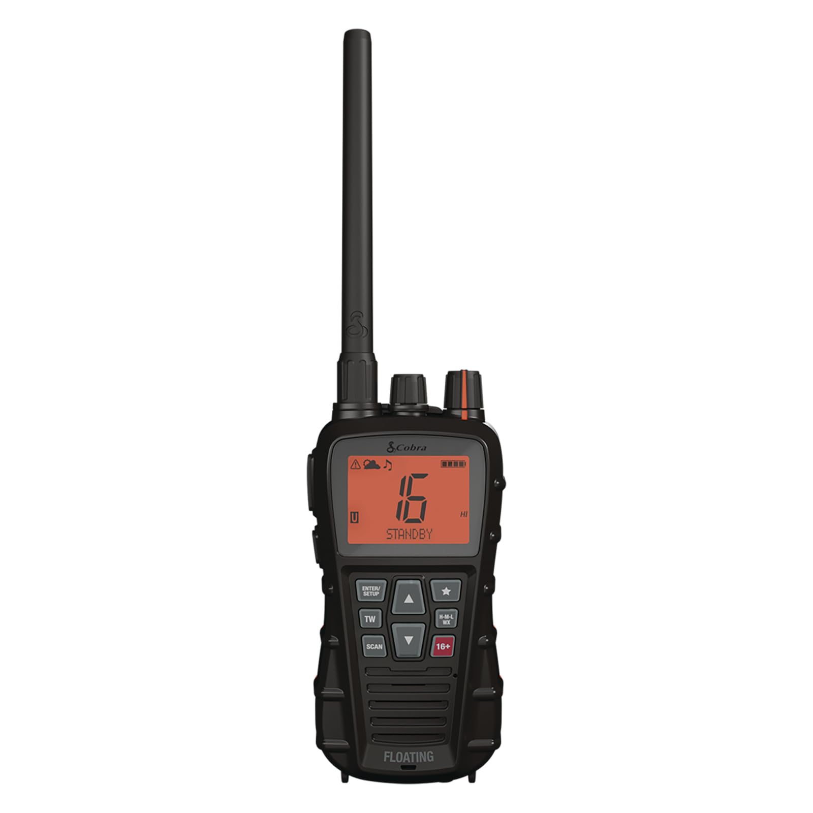 Cobra BlueBound 350 VHF Handheld Marine Radio, Black – 6-Watt, Floats | Long Ran