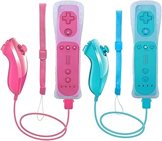 Tevodo Wii Remote Controller, 2 Packs Upgrade Wireless Controller Compatible with Wii Wii U Console (Pink and Blue)