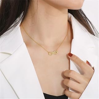 Infinity Pendant Necklace for Women Gold-Tone Plated Dainty Forever Love Necklace Eternity Wedding Engagement Fine Jewelry for Girlfriend Mom Delicate Friendship