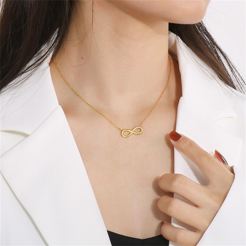 Infinity Pendant Necklace for Women Gold-Tone Plated Dainty Forever Love Necklac