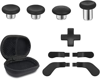 Metal Replacement Thumbsticks for Xbox Elite Controller Series 2 Core, Component Pack Includes 4 Swap Magnetic Joysticks, 4 Paddles, 1 Standard D-Pads, Accessories Parts for Xbox One Elite 2(Black)