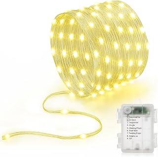 Battery Operated String Lights (1 Pack), 16.5ft 50 LED Twinkle Fairy String Lights Battery Powered with Auto Timer for Indoor Outdoor Christmas Trees Wreath Decoration Party Bedroom Garden Warm White