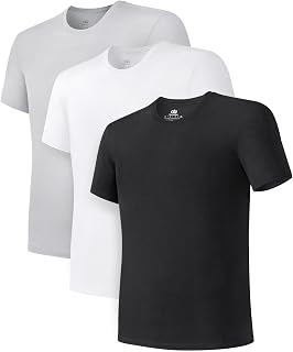 DAVID ARCHY Men's Bamboo Rayon Breathable Crew Neck Undershirts 3/5 Pack