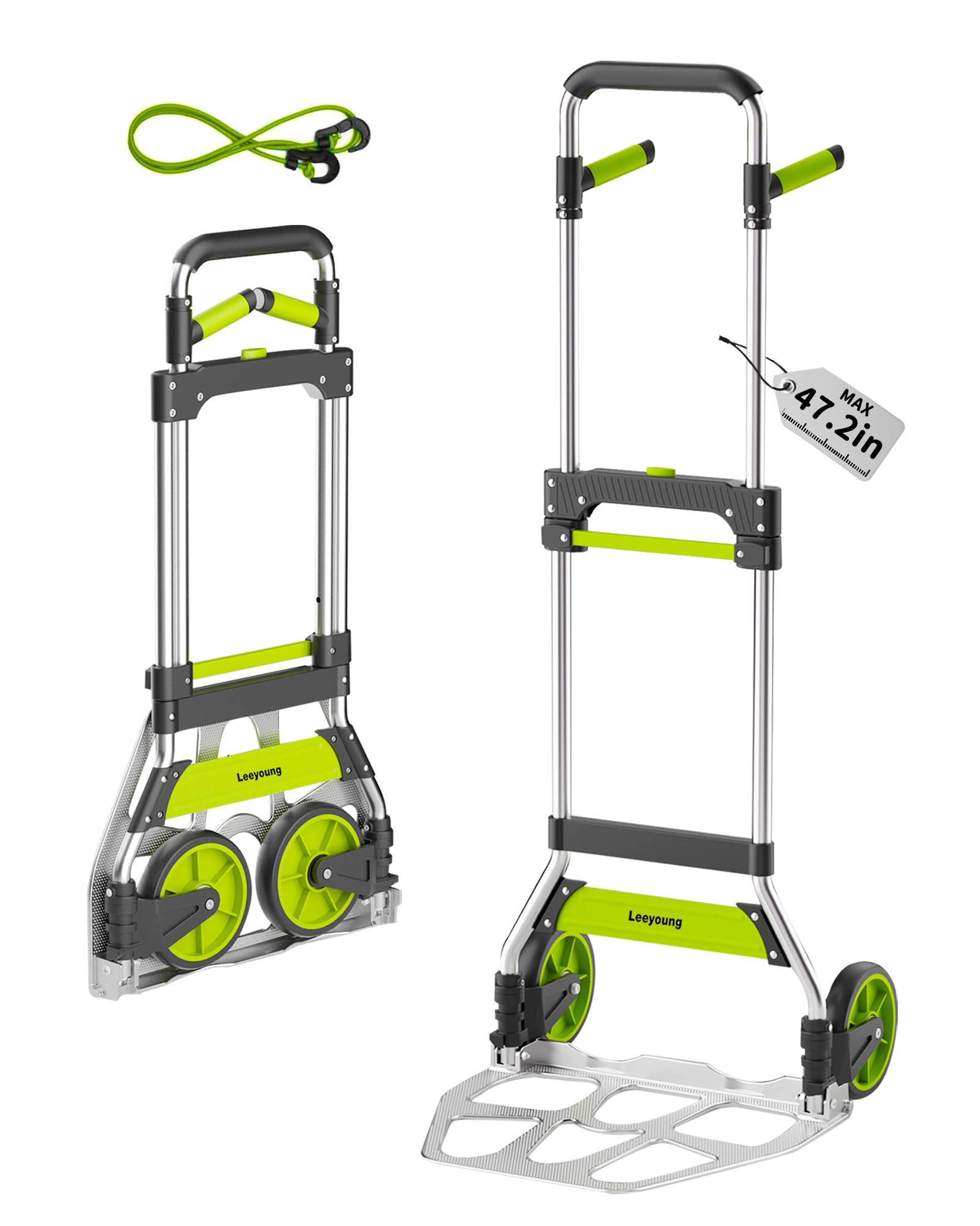 Leeyoung Folding Hand Truck and Dolly,309 lb Capacity Aluminum Portable Cart wit