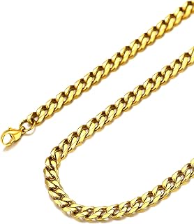 Suplight Cuban Link Chain for Men Women, 18K Gold Plated/Stainless Steel Black Miami Curb Cuban Chain Necklace, 3/6/9/12 mm 14-30 Inch Hip Hop Mens Jewelry, Send Gift Box