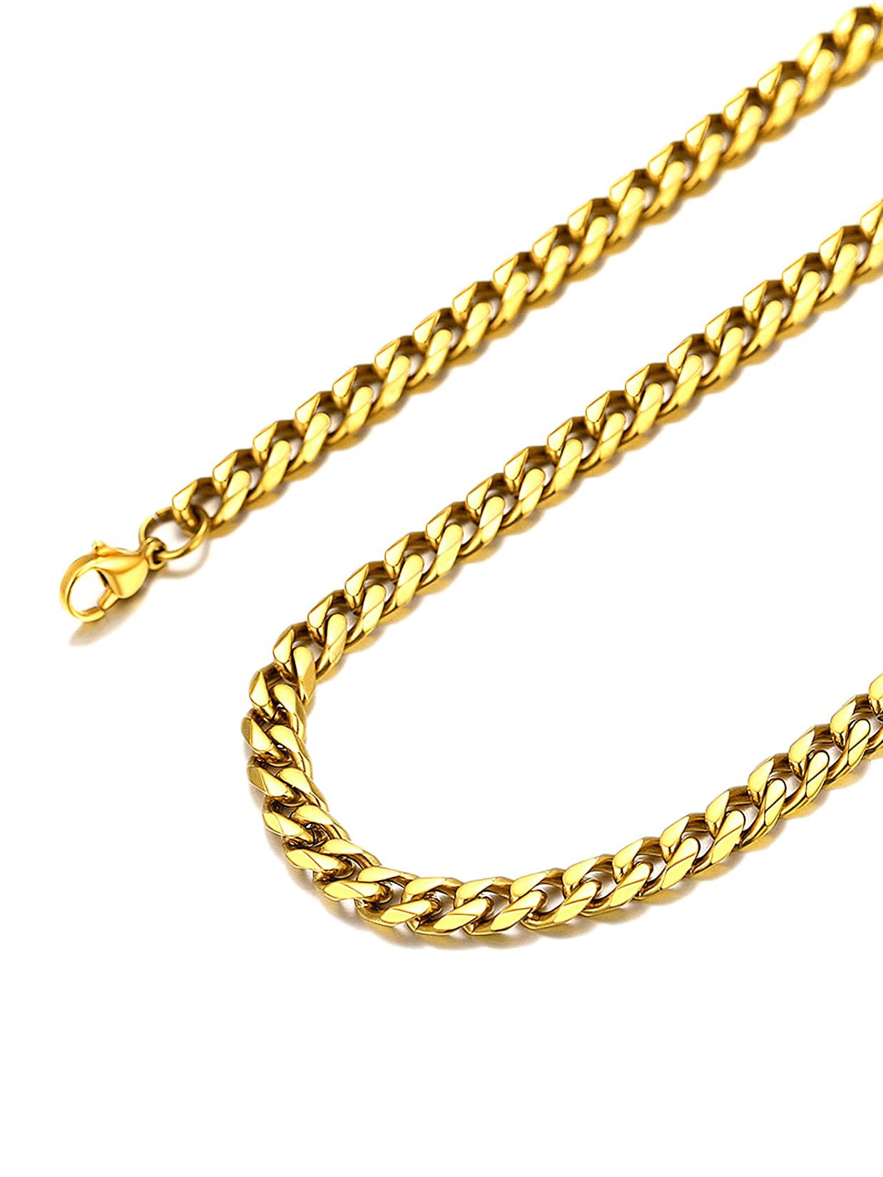 Suplight Cuban Link Chain for Men Women, 18K Gold Plated/Stainless Steel Black M