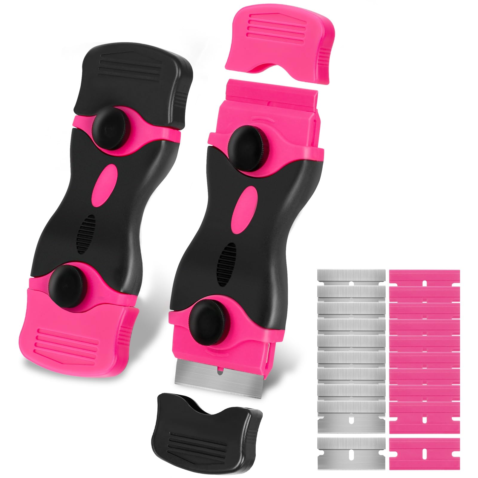 THINKWORK 2Pack Razor Blade Scraper with 20Pcs Blades | Pink Razor Scraper Gift 