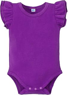 LYSMuch Baby Girls Ruffle Sleeves Bodysuit Infant Solid Color Top Jumpsuit