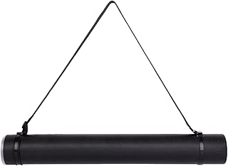 TRANSON Durable Poster Storage Tube with Straps 24"-40" Extendable for Blueprints, Artwork, Maps, Posters Color Black