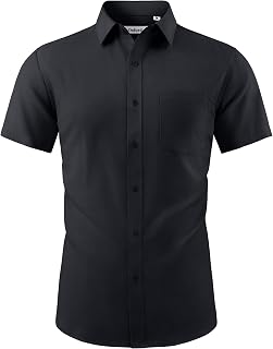 J.VER Camicia da uomo a maniche corte, casual, Oxford, vestibilità regolare, estiva con tasca