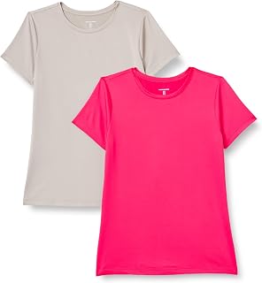 Amazon Essentials Women's Tech Stretch Short-Sleeved Sports Shirt for Fitness and Running, Multi-Pack