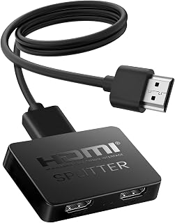 NEWCARE HDMI Splitter 1 in 2 Out, 2-Port HDMI Splitter for 4K UHD, 3D, and 1080P - Mirror Your Source to Two Monitors (Not for Extended Screens) - HDMI Cable Not Included