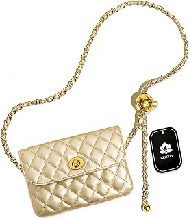BEMYLV Leather Chain Belt Bag for Women Crossbody Waist Purse Fanny Pack Fashion Mini Handbag Detachable