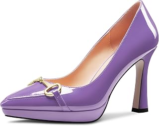 Castamere Women's High Platform Heel Pointed Toe Slip-on Metallic Chain Pumps for Wedding Office Casual 10 CM Heels