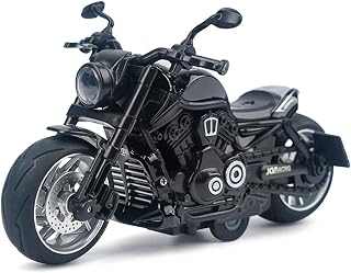 Ming You Pull Back Motorcycle Toys with Flashing Light and Sound (Black) | 1:12 Scale Detailed Alloy Motorcycle Toy for Kids and Adult, Moto Bike Model for Birthday Gift