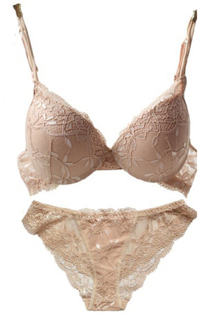 Nanier Women Push Up Bra Set with Embroidery