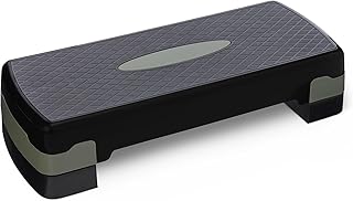 Amazon Basics Aerobic Exercise Step Platform, Adjustable Workout Stepper At Home, 68.58cm, Black/Grey