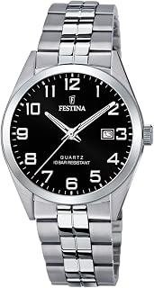 Festina Reloj Hombre Analógico de Acero Inoxidable 316l Plateado - Movimiento de Cuarzo - Calendario - Cristal Mineral de Alta Resistencia - Resistente al Agua 10 ATM F20437