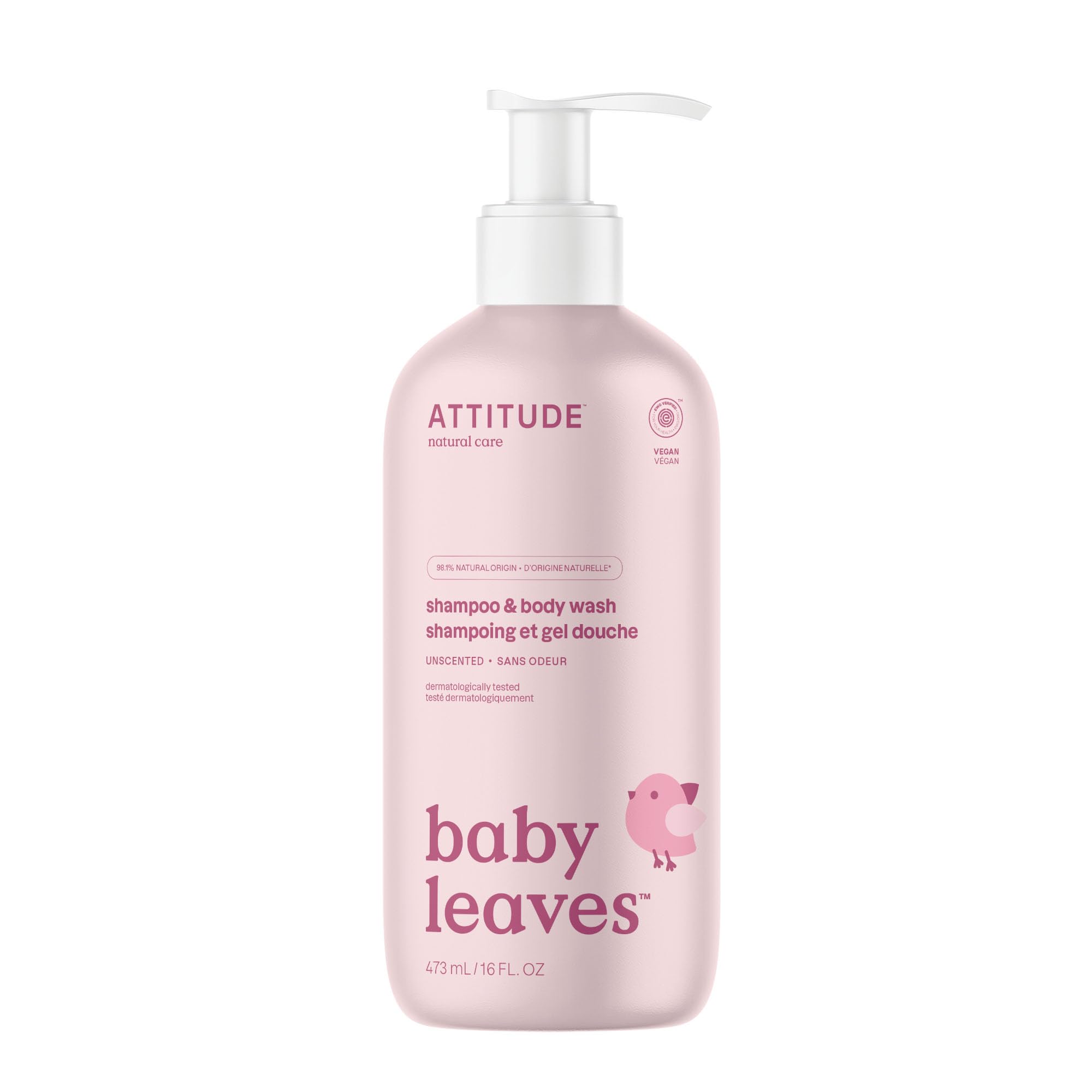 ATTITUDE Baby Shampoo, Body Wash & Soap 2-in-1, Unscented, 473 mL | EWG Verified