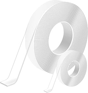 7 m Double-Sided Adhesive Tape, Extra Strong, Transparent, Removable, Non-Marking, Double Sided Tape, 2 Rolls Nano Adhesive Tape, Double-Sided Removable for Carpet, Photo Wall, Kitchen, Home, Car