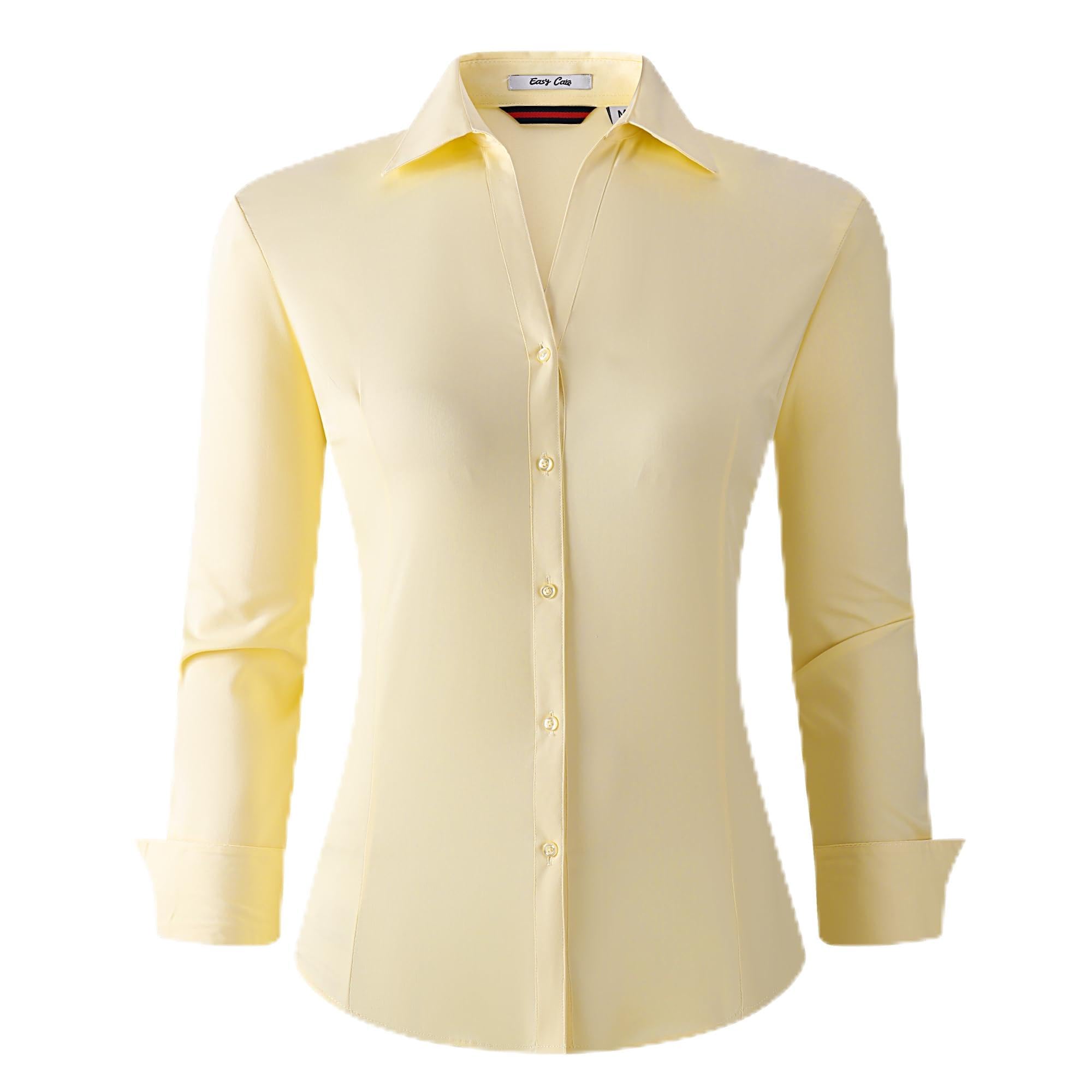 Alex Vando Womens Dress Shirts Wrinkle Free Regular Fit Long Sleeve Stretch Work